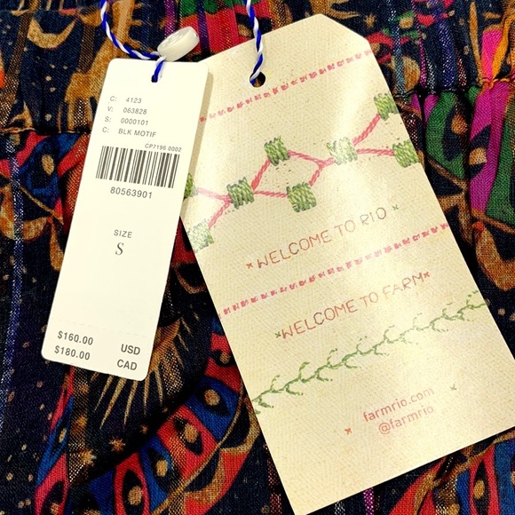 Farm Rio for Anthropologie Lurex Stripe Printed Pants Size Small - Picture 13 of 16